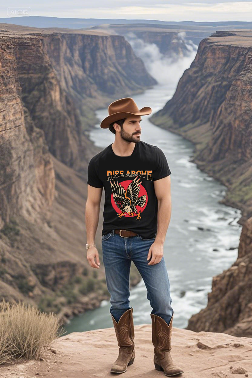 Western Eagle & Buffalo Graphic T-Shirt