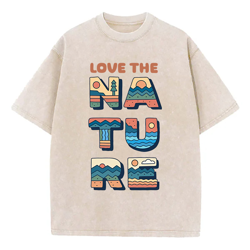Washed T-Shirt | Love The Nature Unisex Fit Washed TEE