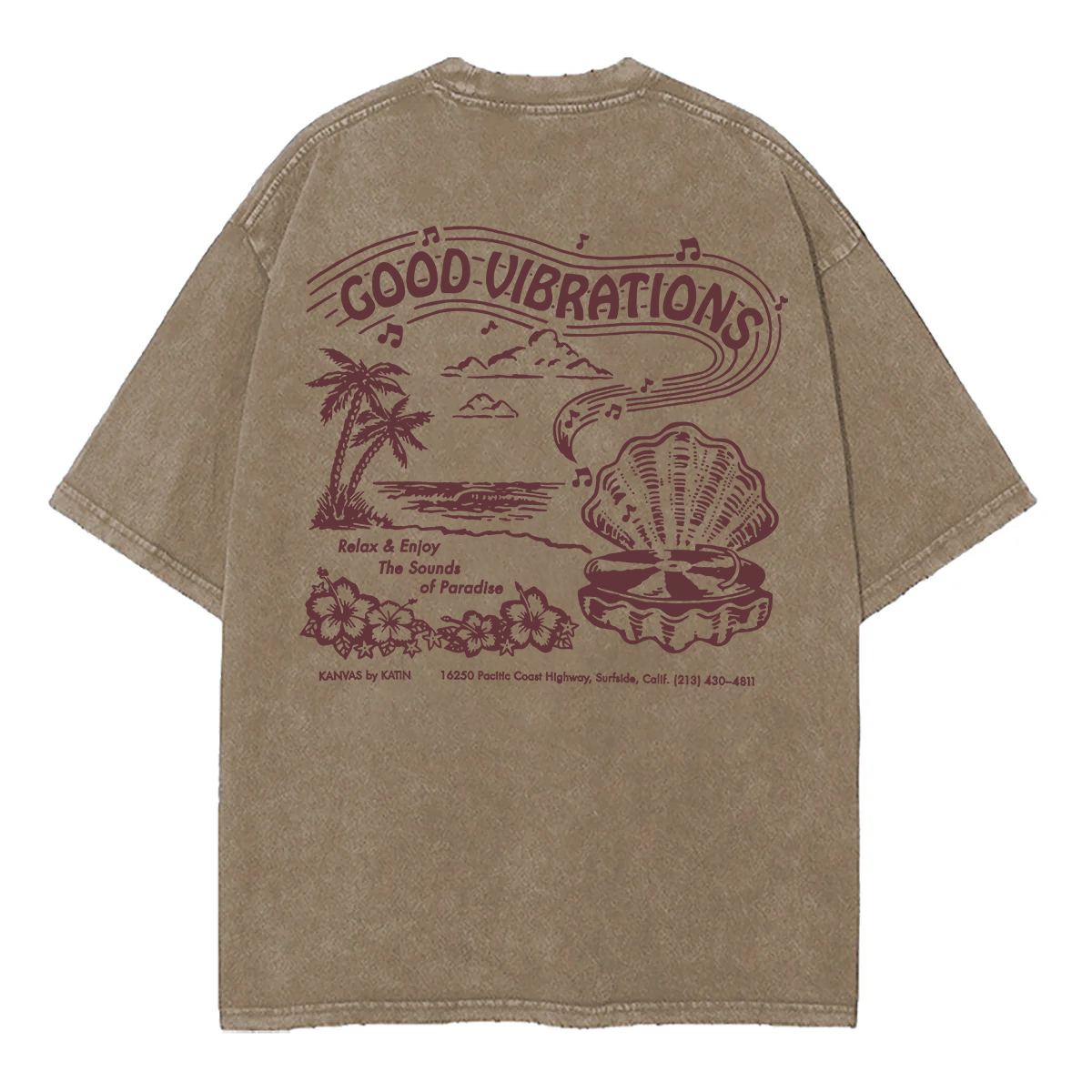 Washed T-Shirt | Good Vibrations Unisex Fit Washed TEE (Double-Sided)