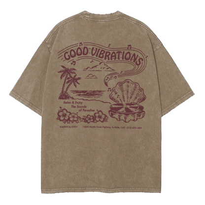 Washed T-Shirt | Good Vibrations Unisex Fit Washed TEE (Double-Sided)
