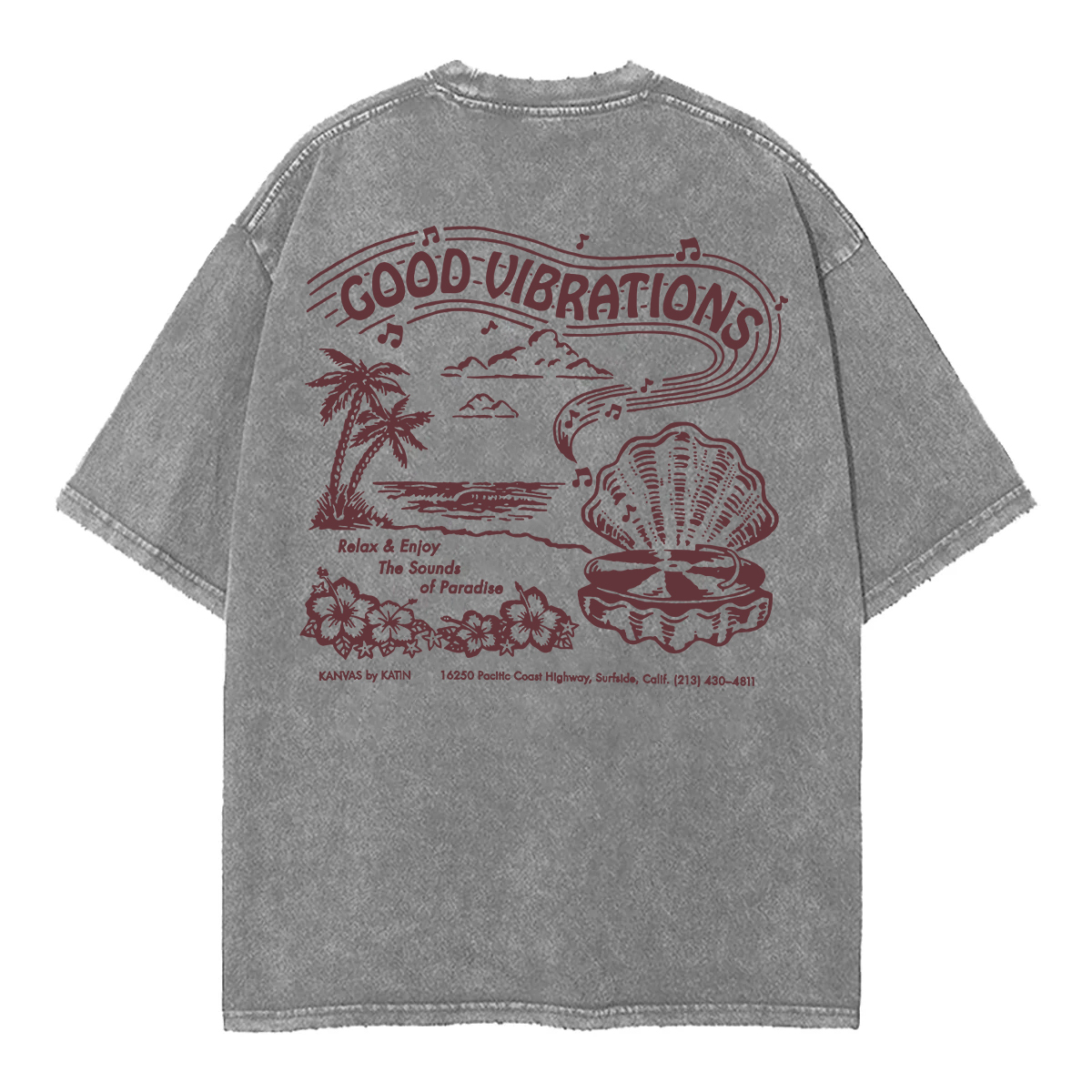 Washed T-Shirt | Good Vibrations Unisex Fit Washed TEE (Double-Sided)