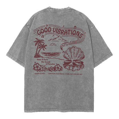 Washed T-Shirt | Good Vibrations Unisex Fit Washed TEE (Double-Sided)