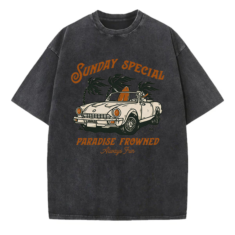 Sunday Special Paradise Frowned Always Fun Unisex Washed T-Shirt