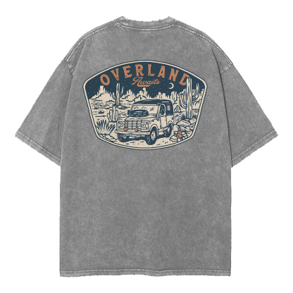 Overland Awaits Unisex Washed T-Shirt  (Back Sided)