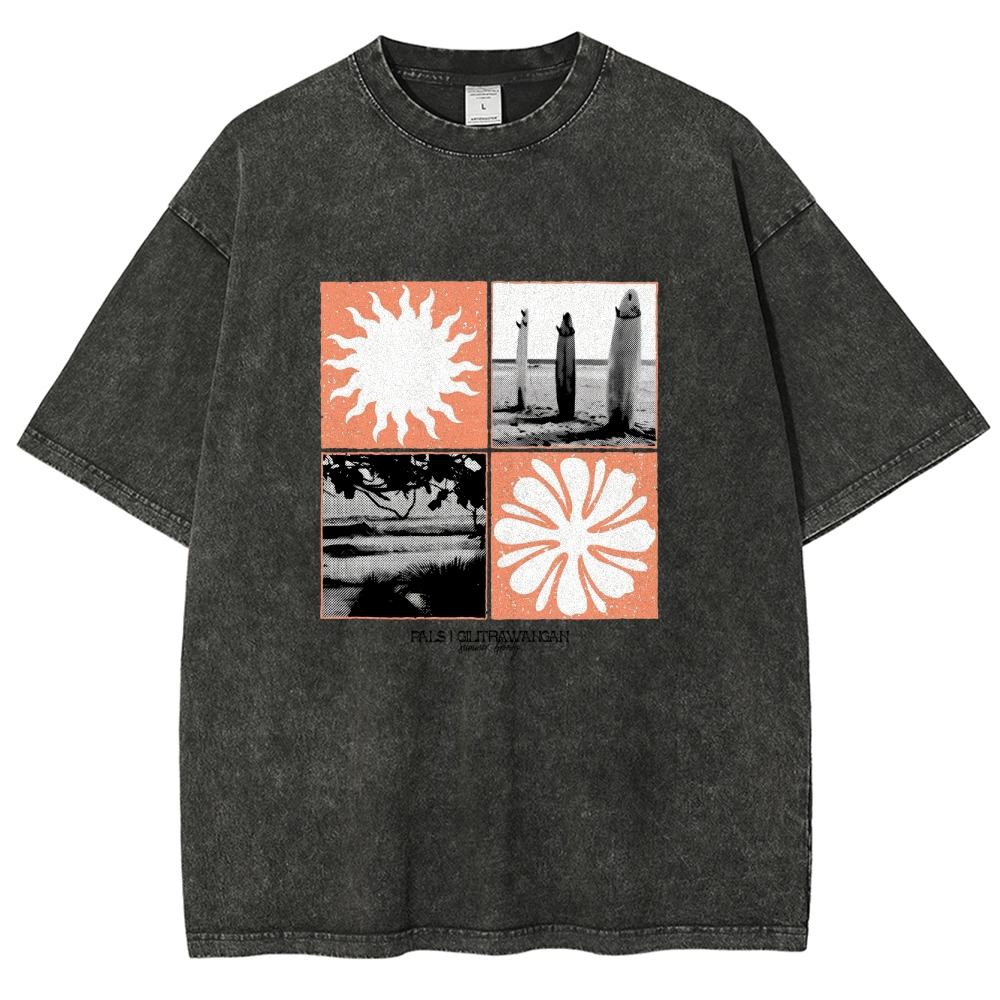 Washed T-Shirt | Surfing Unisex Casual | TIDESENCE