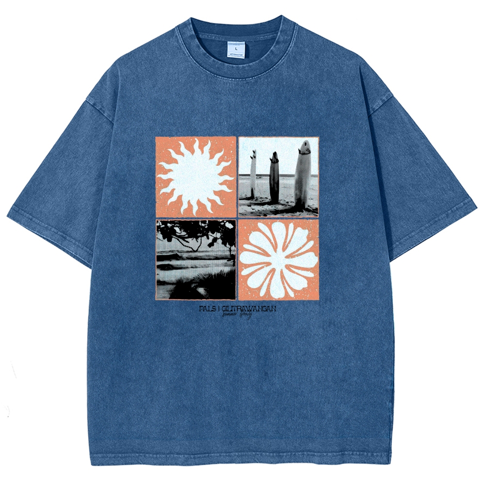 Washed T-Shirt | Surfing Unisex Casual | TIDESENCE