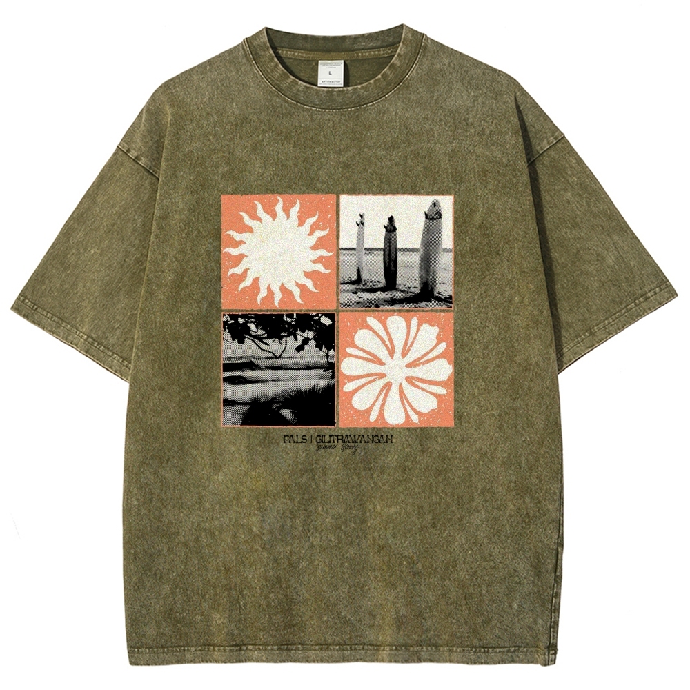 Washed T-Shirt | Surfing Unisex Casual | TIDESENCE