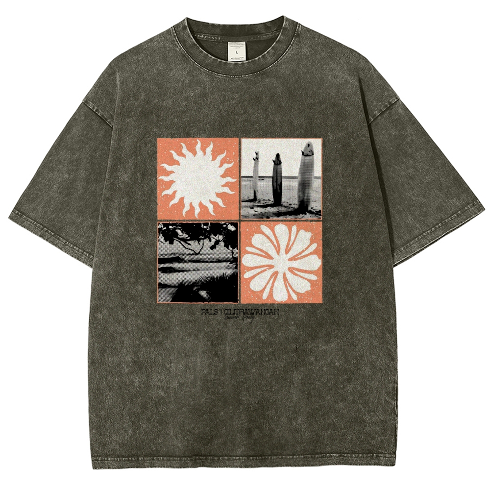 Washed T-Shirt | Surfing Unisex Casual | TIDESENCE
