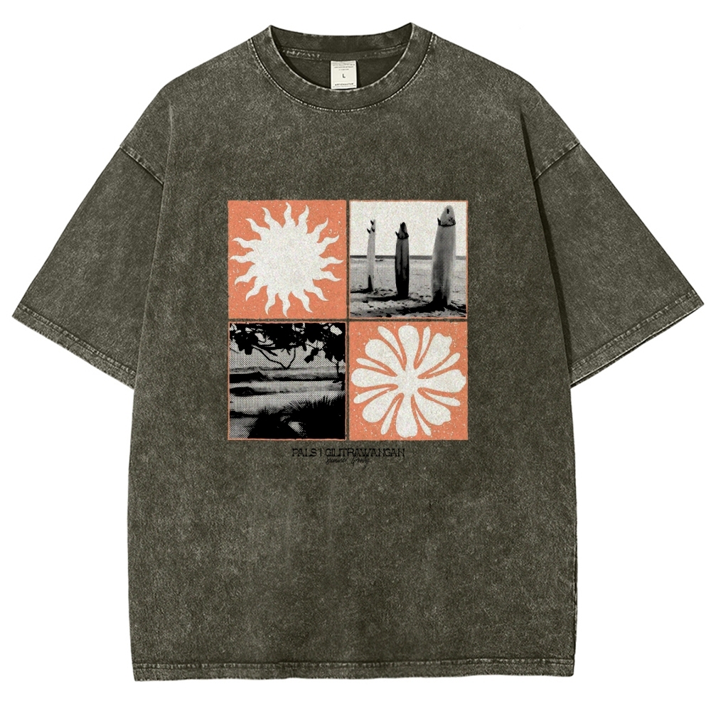 Washed T-Shirt | Surfing Unisex Casual | TIDESENCE