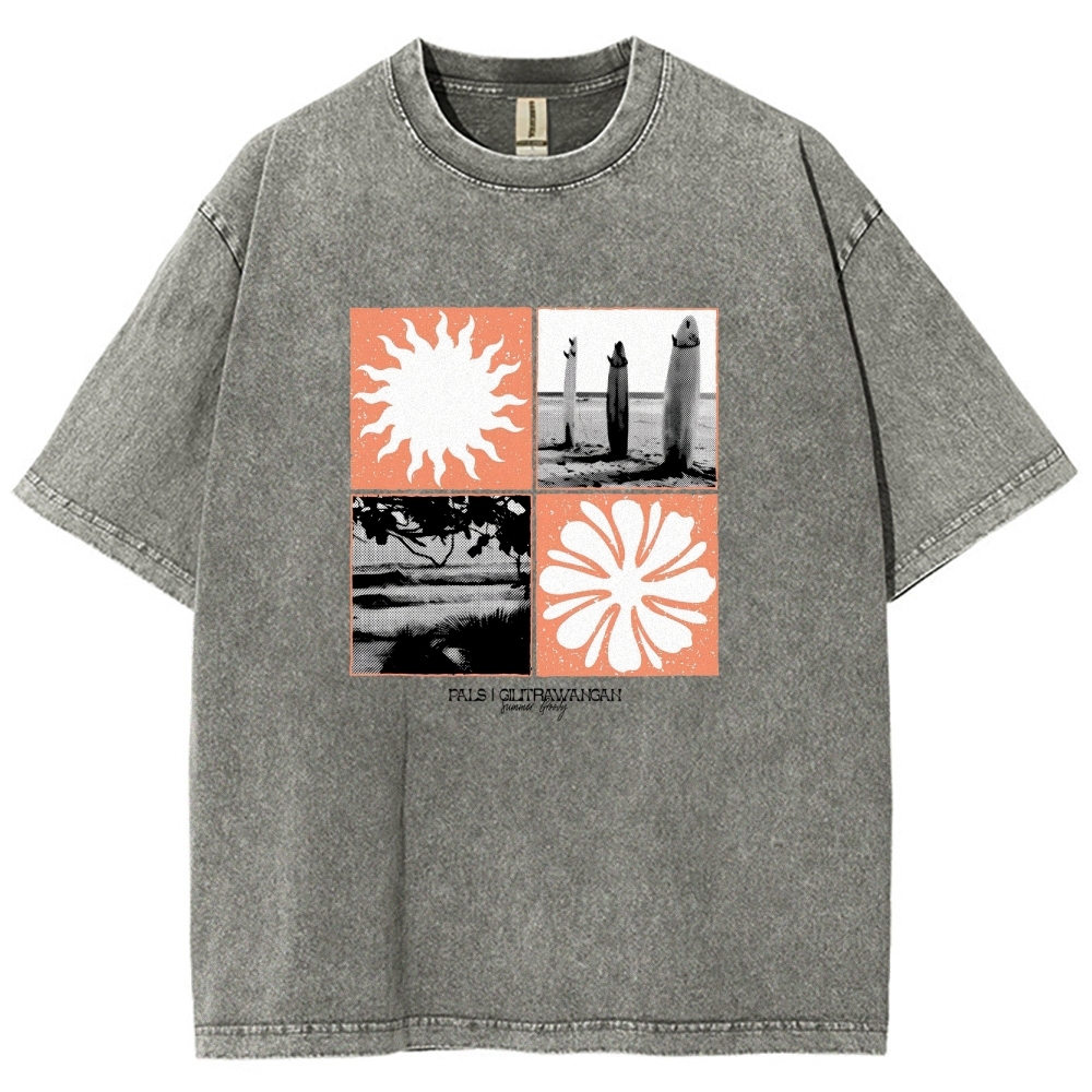 Washed T-Shirt | Surfing Unisex Casual | TIDESENCE