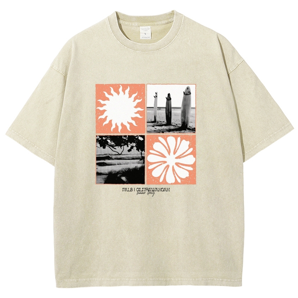 Washed T-Shirt | Surfing Unisex Casual | TIDESENCE