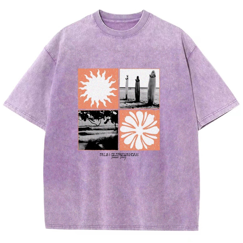 Washed T-Shirt | Surfing Unisex Casual | TIDESENCE