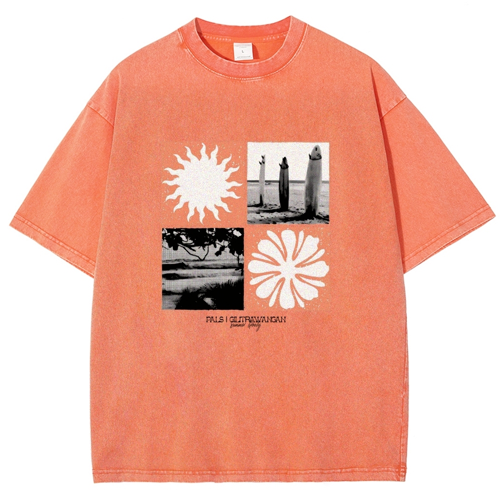 Washed T-Shirt | Surfing Unisex Casual | TIDESENCE