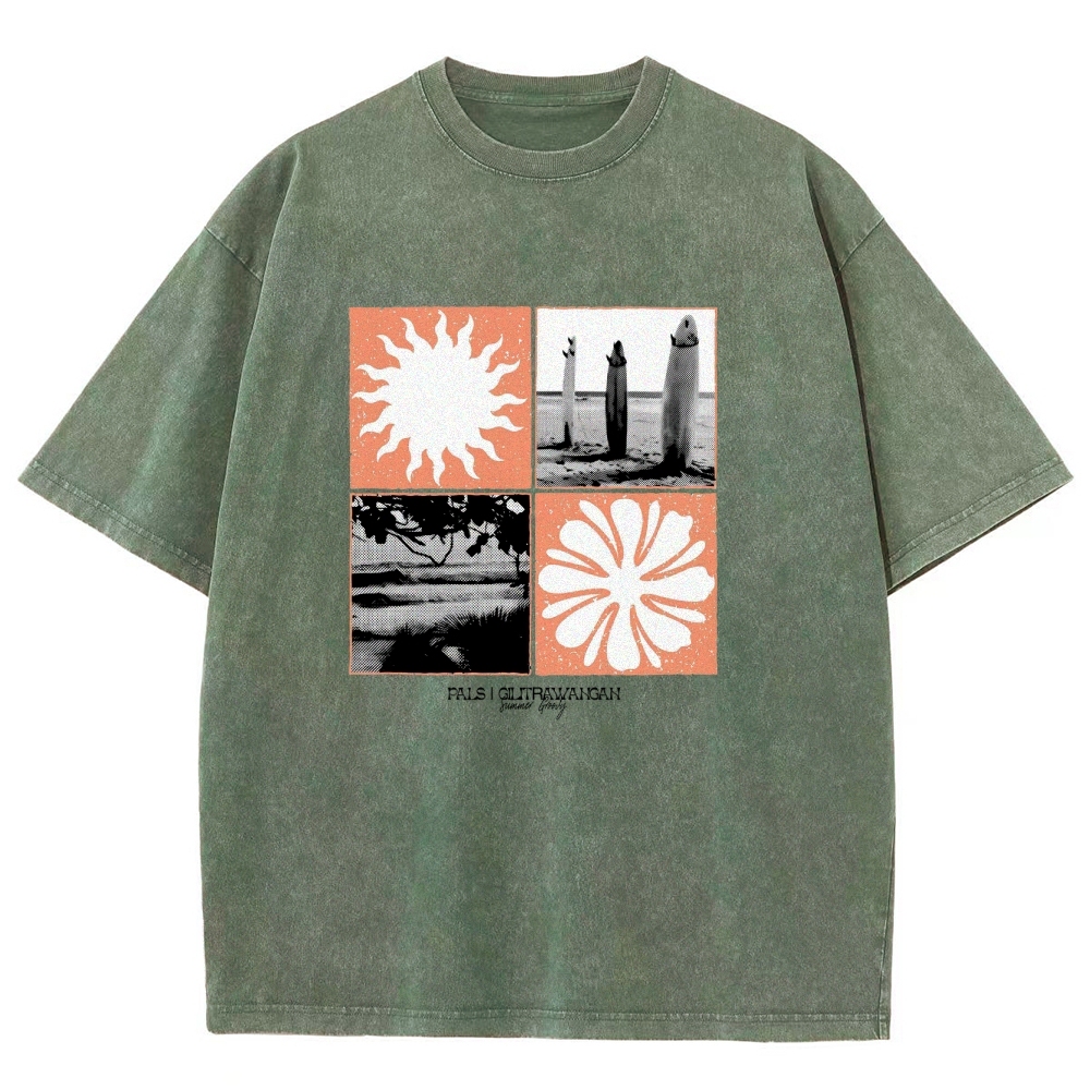 Washed T-Shirt | Surfing Unisex Casual | TIDESENCE