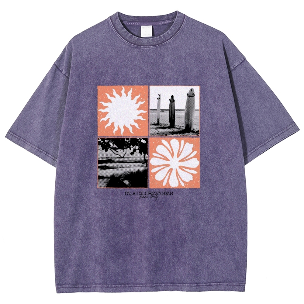 Washed T-Shirt | Surfing Unisex Casual | TIDESENCE