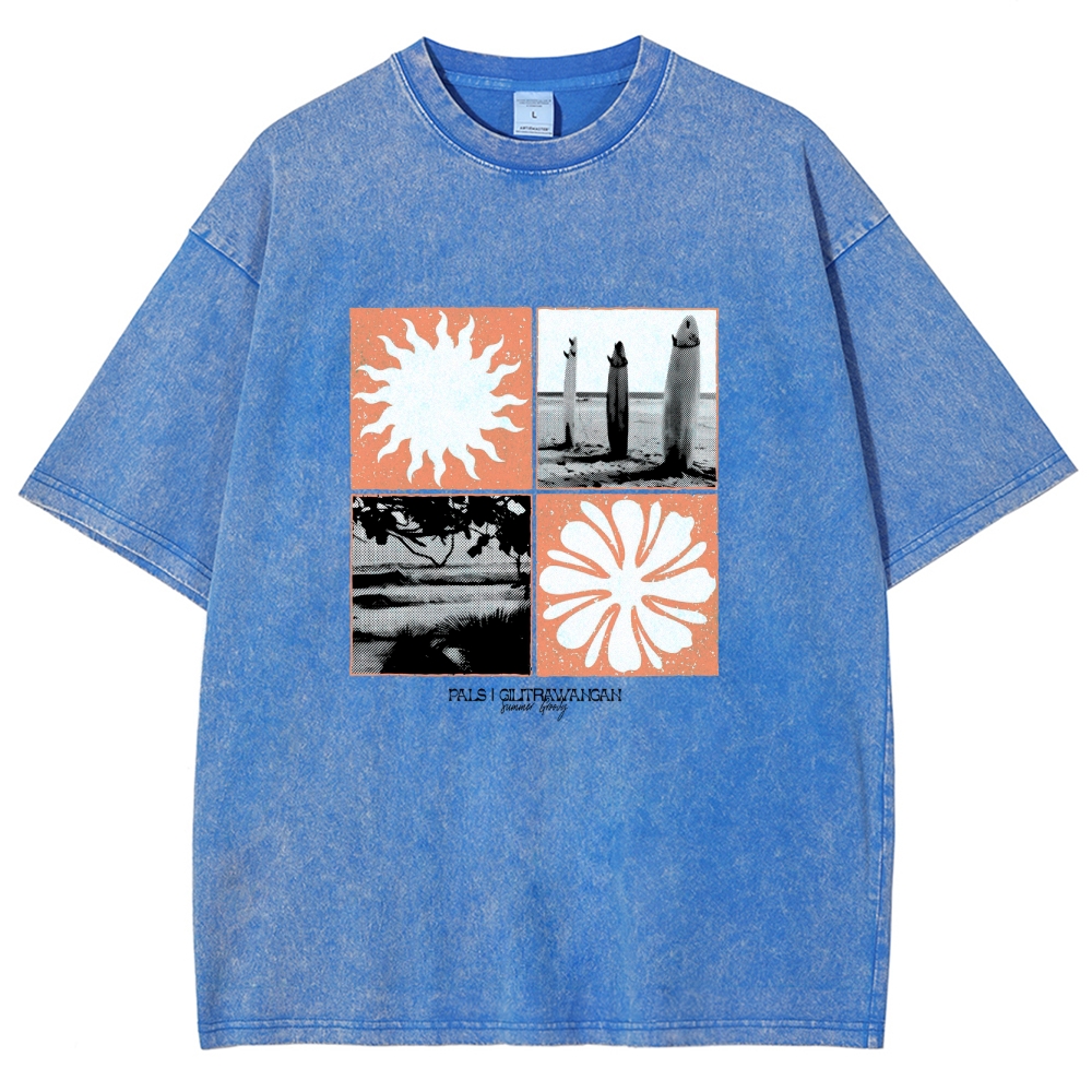 Washed T-Shirt | Surfing Unisex Casual | TIDESENCE