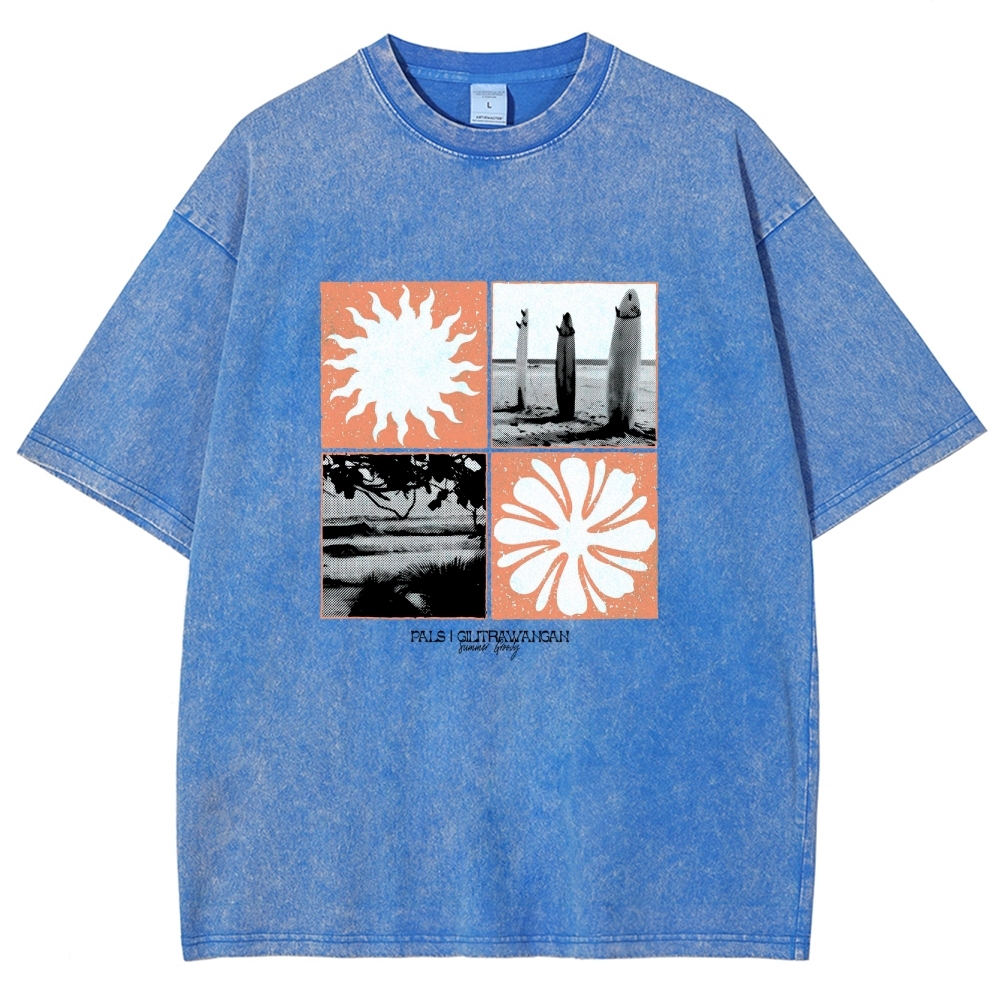 Washed T-Shirt | Surfing Unisex Casual | TIDESENCE