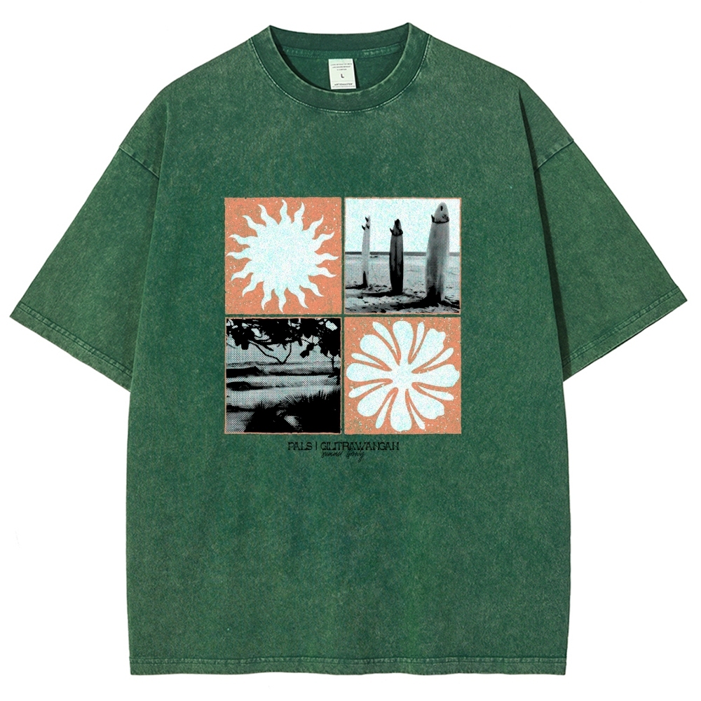 Washed T-Shirt | Surfing Unisex Casual | TIDESENCE