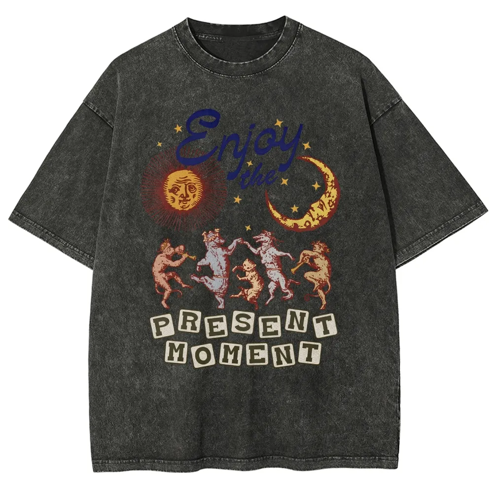 Washed T-shirt | Hippie Sunshine Unisex Casual Short Sleeve | TIDESENCE