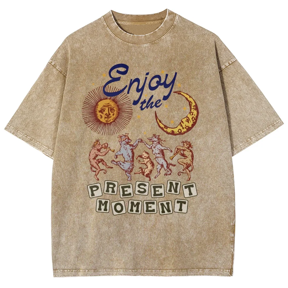Washed T-shirt | Hippie Sunshine Unisex Casual Short Sleeve | TIDESENCE