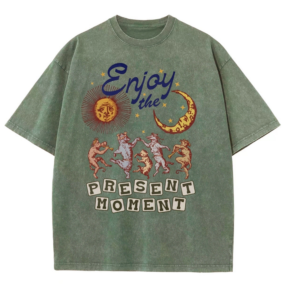 Washed T-shirt | Hippie Sunshine Unisex Casual Short Sleeve | TIDESENCE