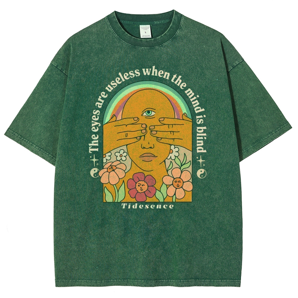 Washed T-Shirt | Unisex Adventure Hippie Sun Short Sleeve | TIDESENCE