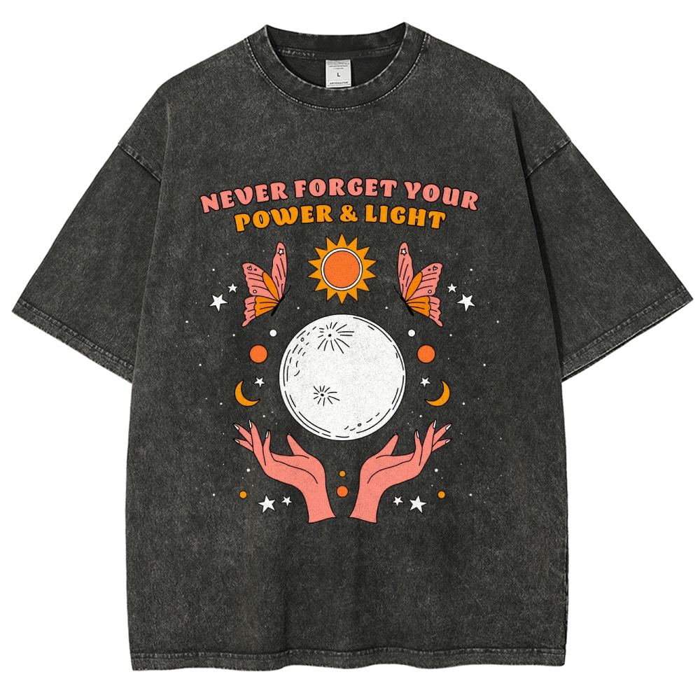 Washed T-shirt | Unisex Retro Adventure Hippie Sun Short Sleeve | TIDESENCE