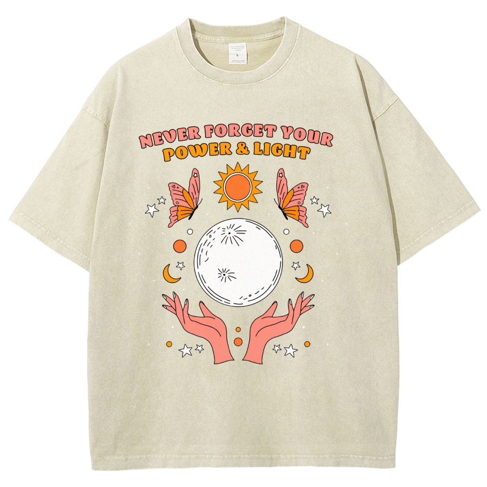 Washed T-shirt | Unisex Retro Adventure Hippie Sun Short Sleeve | TIDESENCE