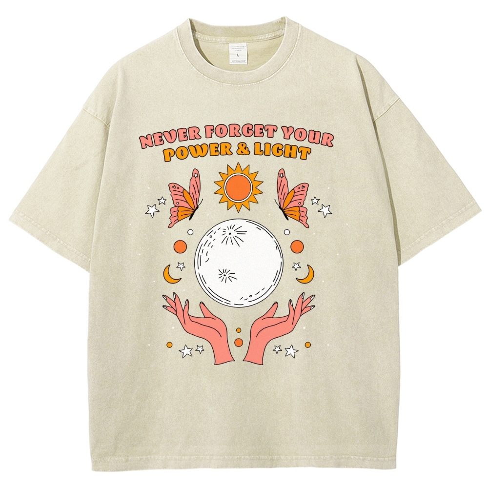 Washed T-shirt | Unisex Retro Adventure Hippie Sun Short Sleeve | TIDESENCE