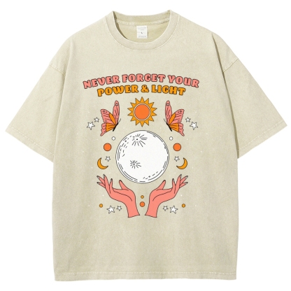 Washed T-shirt | Unisex Retro Adventure Hippie Sun Short Sleeve | TIDESENCE