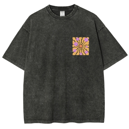 Washed T-Shirt | Hippie Sun Unisex Fit | TIDESENCE