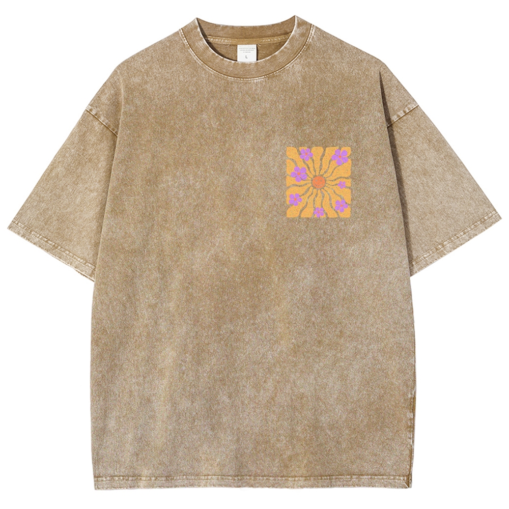 Washed T-Shirt | Hippie Sun Unisex Fit | TIDESENCE