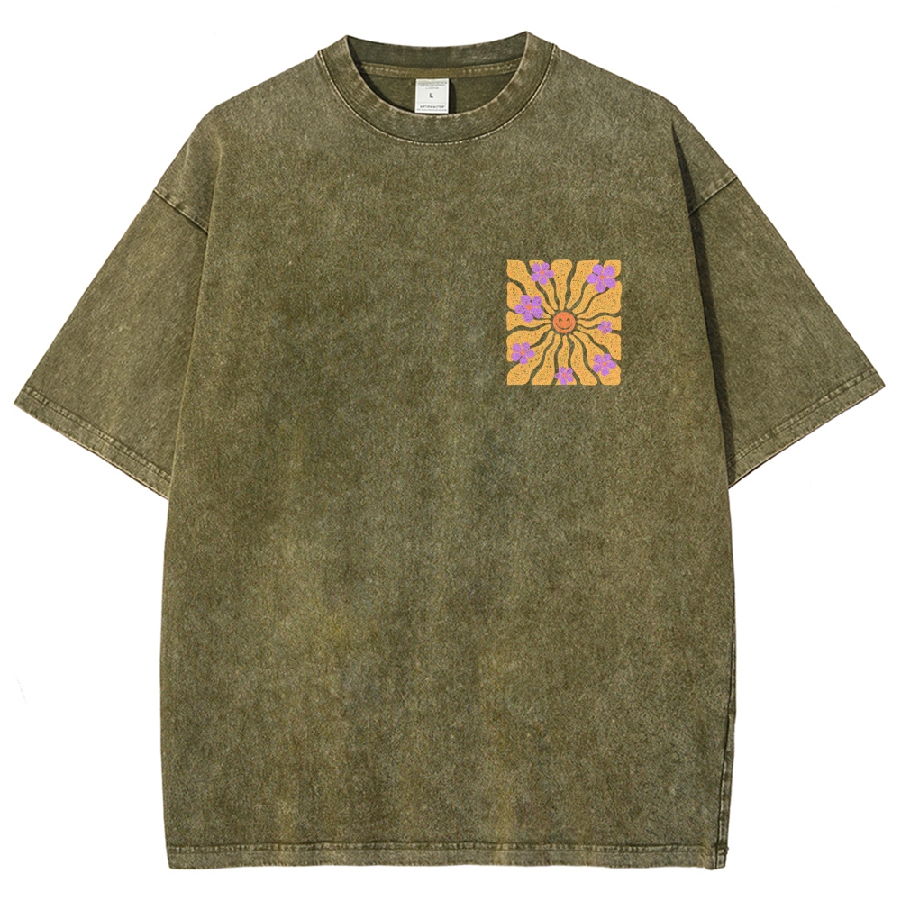 Washed T-Shirt | Hippie Sun Unisex Fit | TIDESENCE