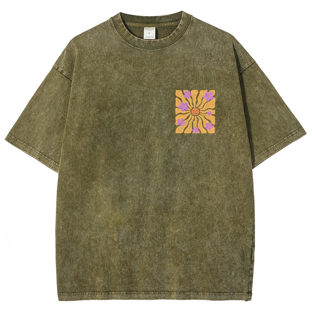 Washed T-Shirt | Hippie Sun Unisex Fit | TIDESENCE