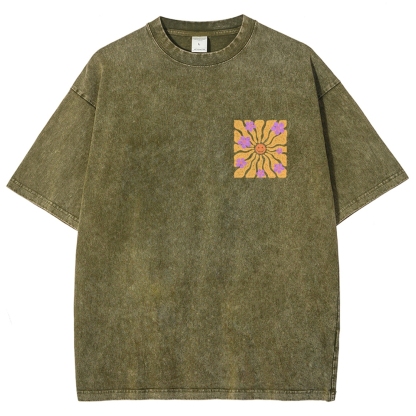 Washed T-Shirt | Hippie Sun Unisex Fit | TIDESENCE