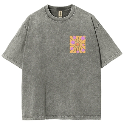 Washed T-Shirt | Hippie Sun Unisex Fit | TIDESENCE