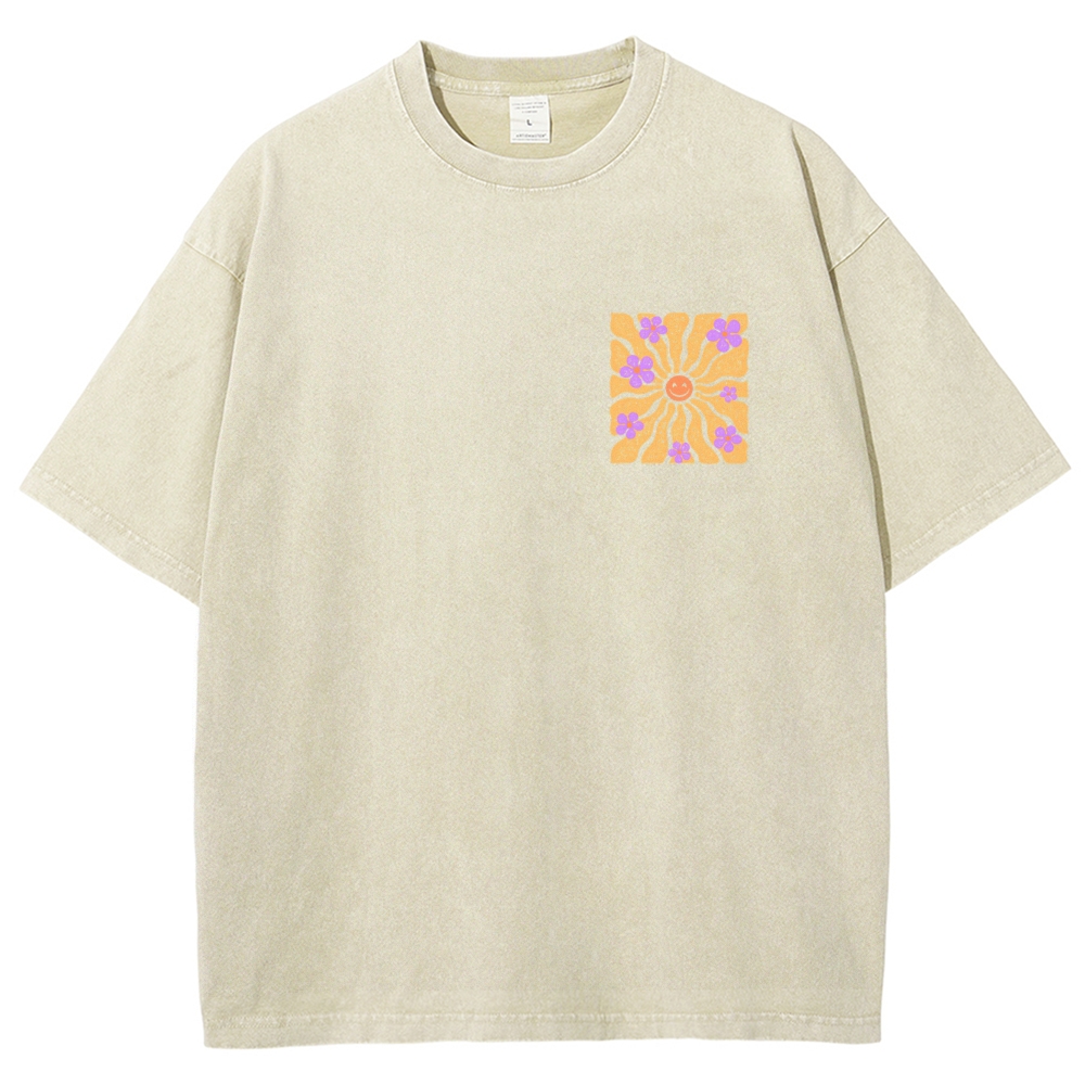 Washed T-Shirt | Hippie Sun Unisex Fit | TIDESENCE