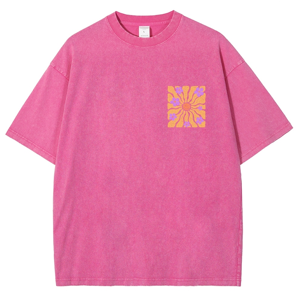 Washed T-Shirt | Hippie Sun Unisex Fit | TIDESENCE