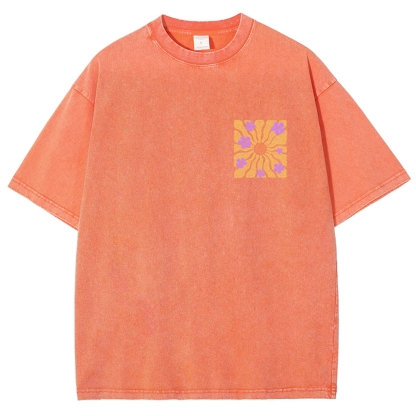 Washed T-Shirt | Hippie Sun Unisex Fit | TIDESENCE