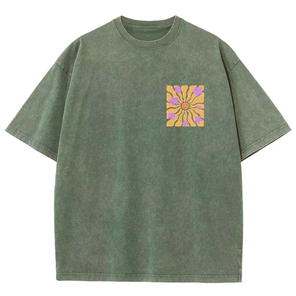 Washed T-Shirt | Hippie Sun Unisex Fit | TIDESENCE