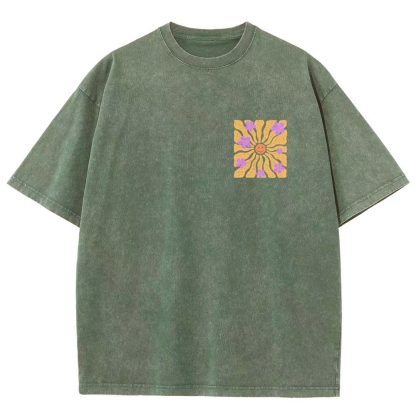 Washed T-Shirt | Hippie Sun Unisex Fit | TIDESENCE