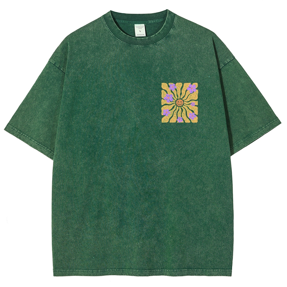 Washed T-Shirt | Hippie Sun Unisex Fit | TIDESENCE