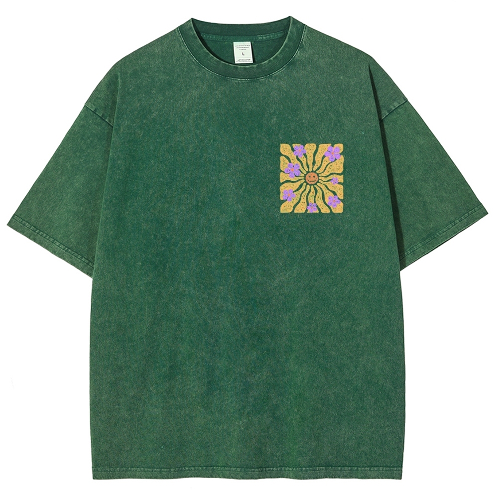 Washed T-Shirt | Hippie Sun Unisex Fit | TIDESENCE