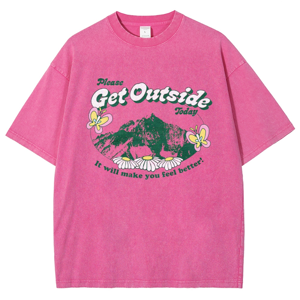 Washed T-Shirt | Unisex Fit Get Outside Today | TIDESENCE