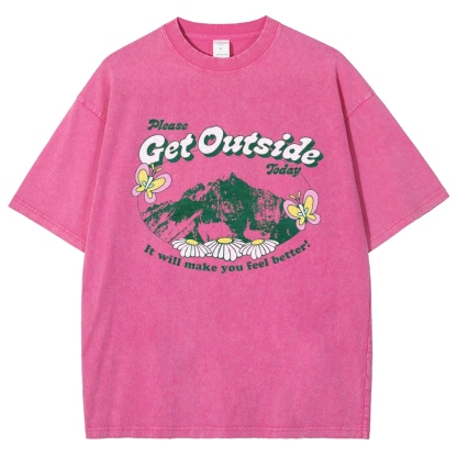 Washed T-Shirt | Unisex Fit Get Outside Today | TIDESENCE