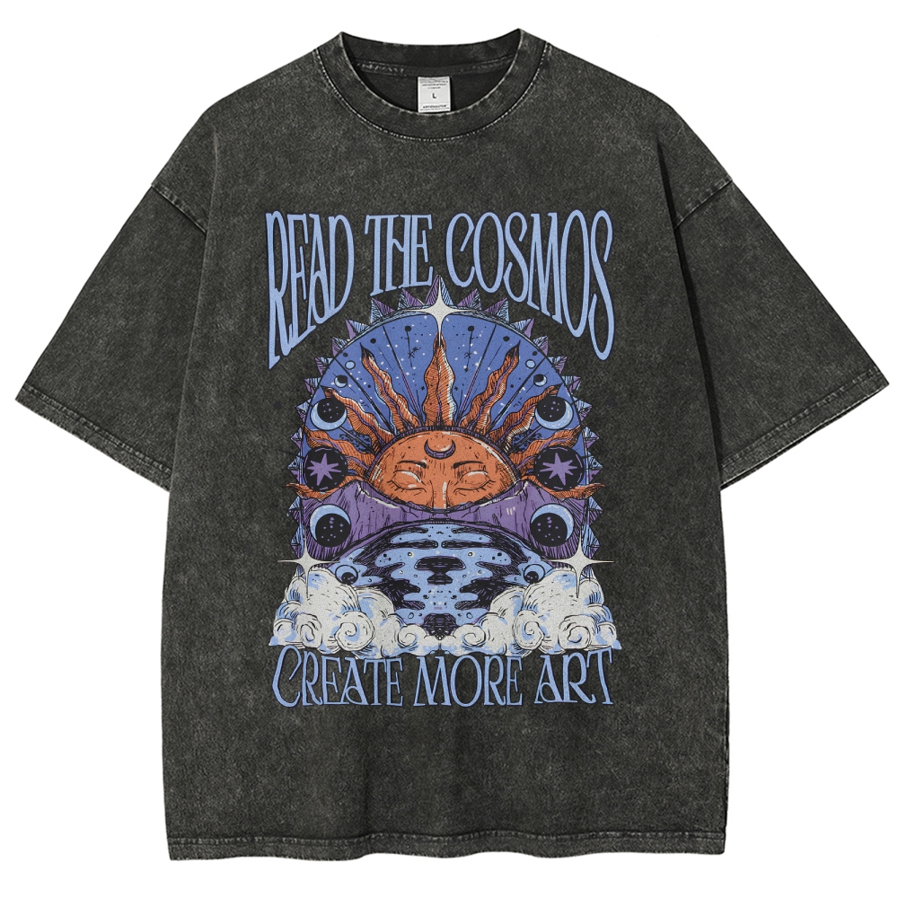 Washed T-Shirt | Hippie Sun Read The Cosmos Unisex Fit TEE | TIDESENCE