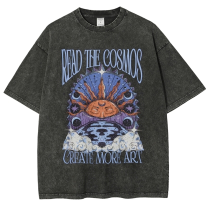 Washed T-Shirt | Hippie Sun Read The Cosmos Unisex Fit TEE | TIDESENCE