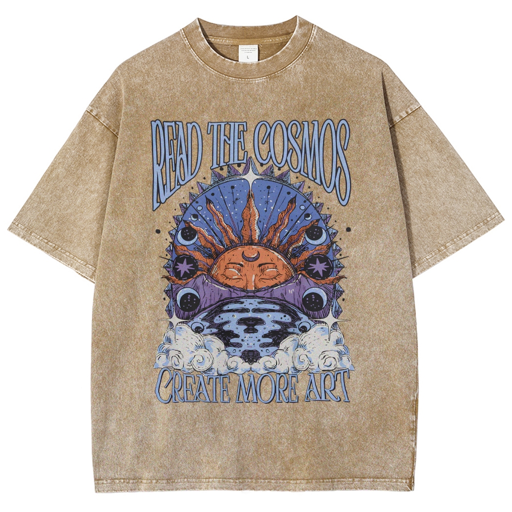 Washed T-Shirt | Hippie Sun Read The Cosmos Unisex Fit TEE | TIDESENCE
