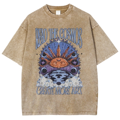 Washed T-Shirt | Hippie Sun Read The Cosmos Unisex Fit TEE | TIDESENCE