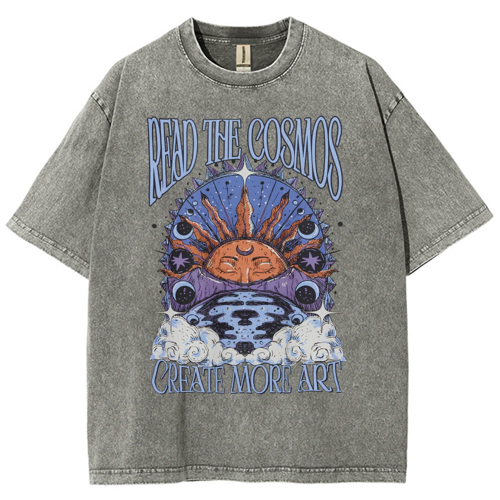 Washed T-Shirt | Hippie Sun Read The Cosmos Unisex Fit TEE | TIDESENCE